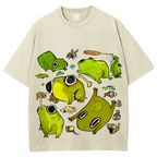 Cute Frog Solid Unisex Vintage Washed Tee