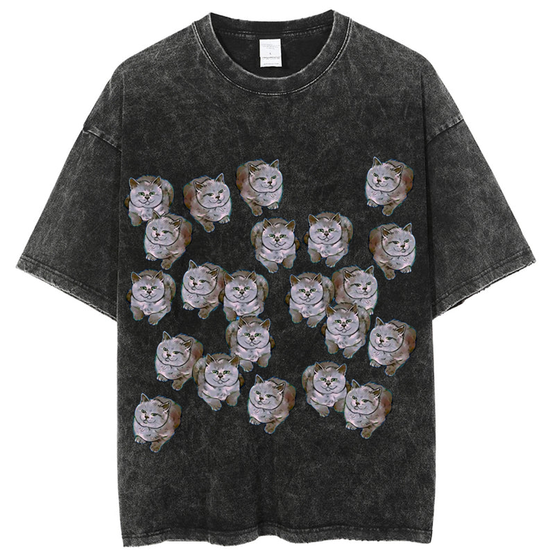 Gray Cats Solid Unisex Vintage Washed Tee