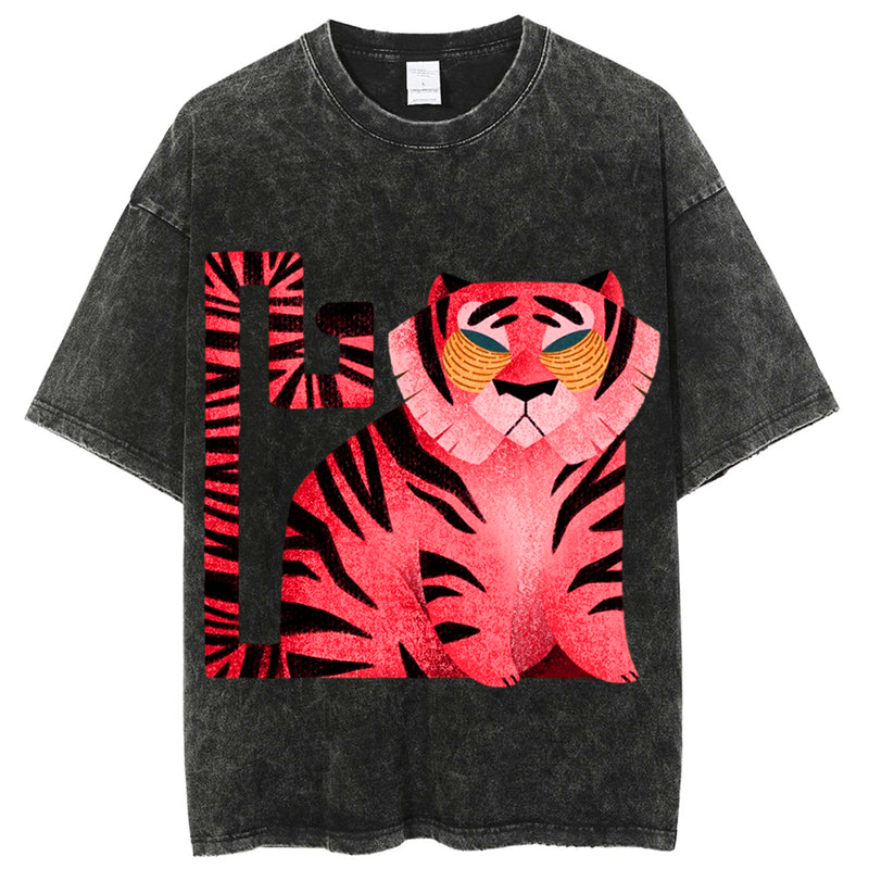Square Tiger Solid Unisex Vintage Washed Tee