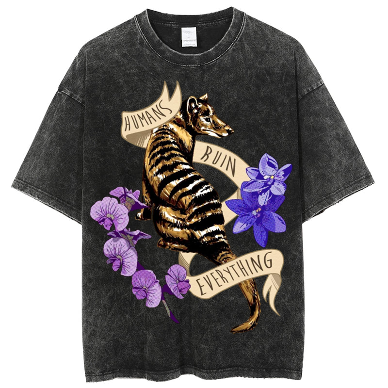 Thylacine Solid Unisex Vintage Washed Tee