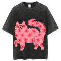 Three Eyes Cat Solid Unisex Vintage Washed Tee