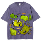 Cute Frog Solid Unisex Vintage Washed Tee