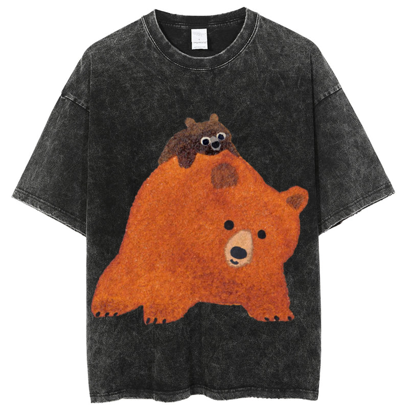 Cuty Bear Solid Unisex Vintage Washed Tee
