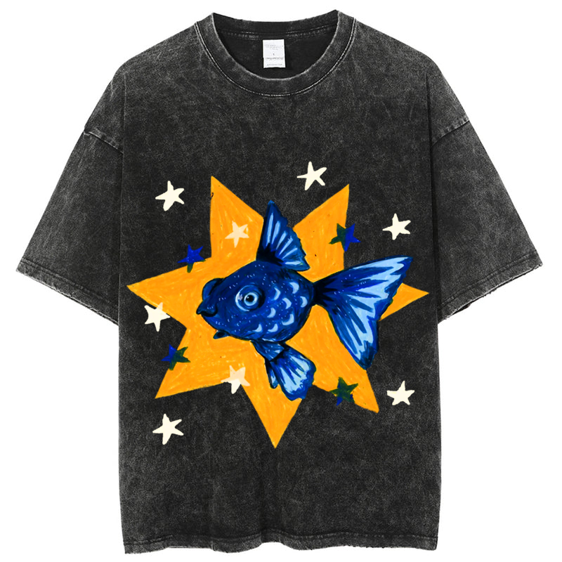 Star Fish Solid Unisex Vintage Washed Tee