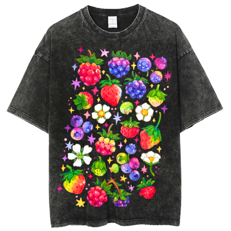 Kinds Of Fruits1 Solid Unisex Vintage Washed Tee