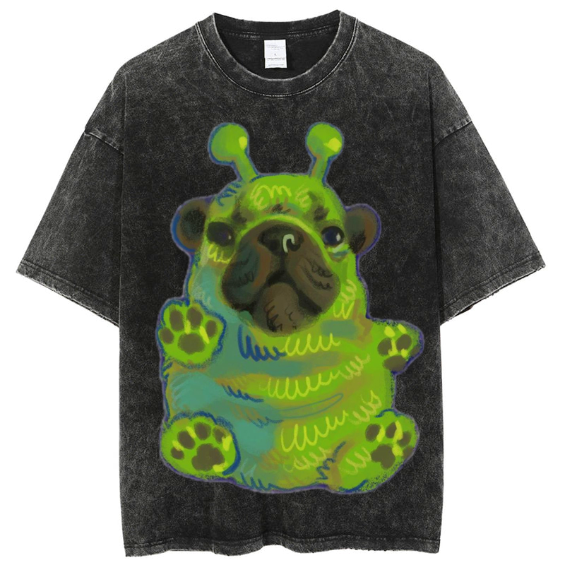 Green Dog Solid Unisex Vintage Washed Tee