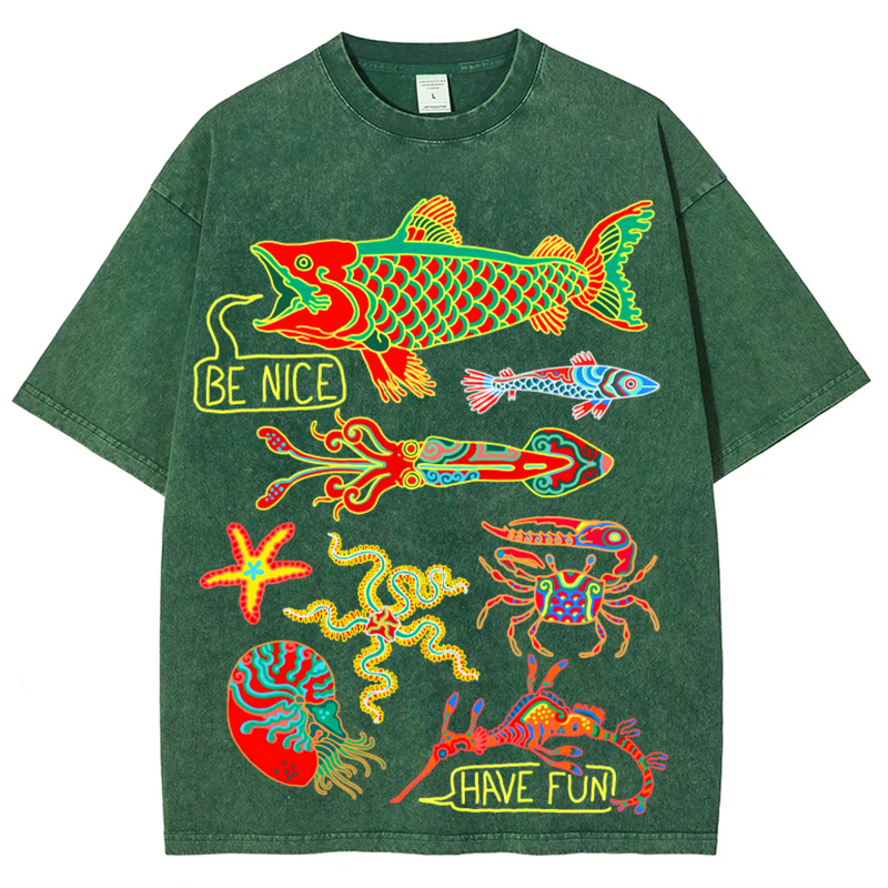 Have Fun Fish Solid Unisex Vintage Washed Tee