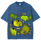 Cute Frog Solid Unisex Vintage Washed Tee