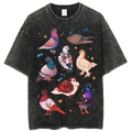 Colorful Pigeons Solid Unisex Vintage Washed Tee