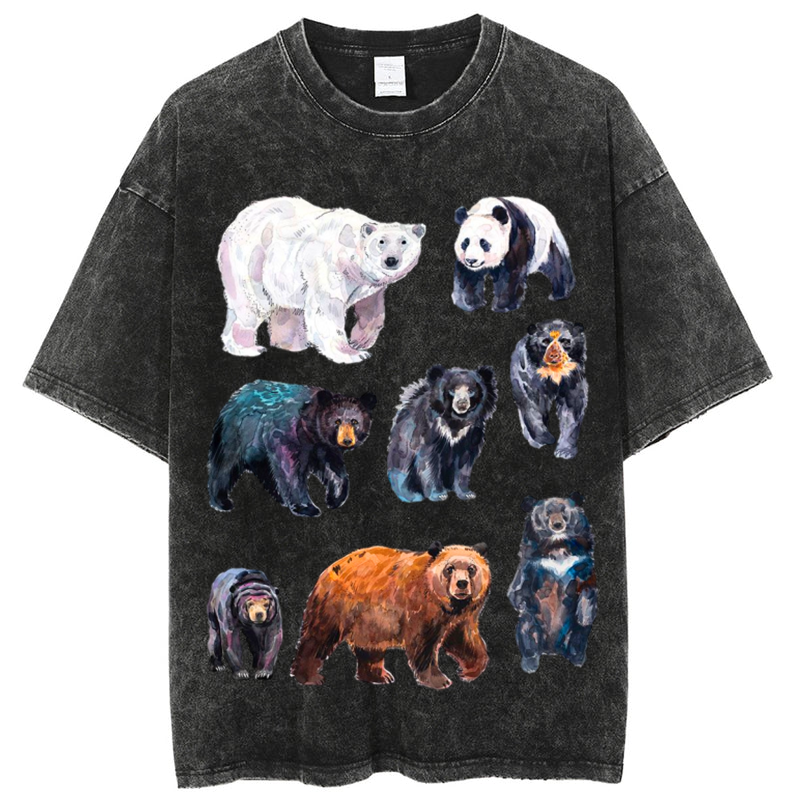 Cute Bears Solid Unisex Vintage Washed Tee