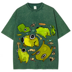 Cute Frog Solid Unisex Vintage Washed Tee