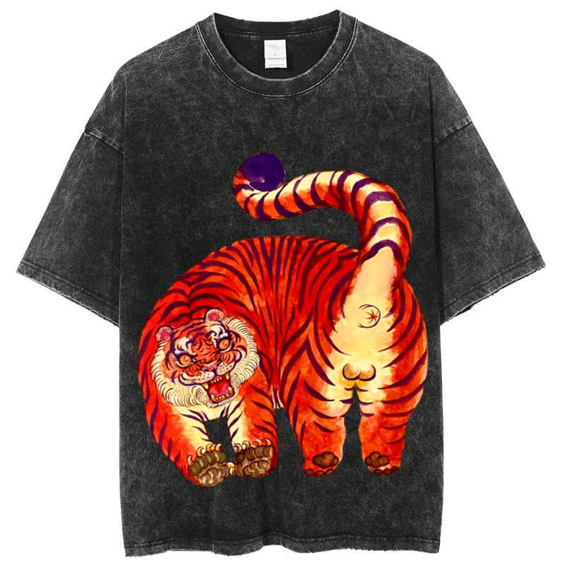 Red Tiger Solid Unisex Vintage Washed Tee