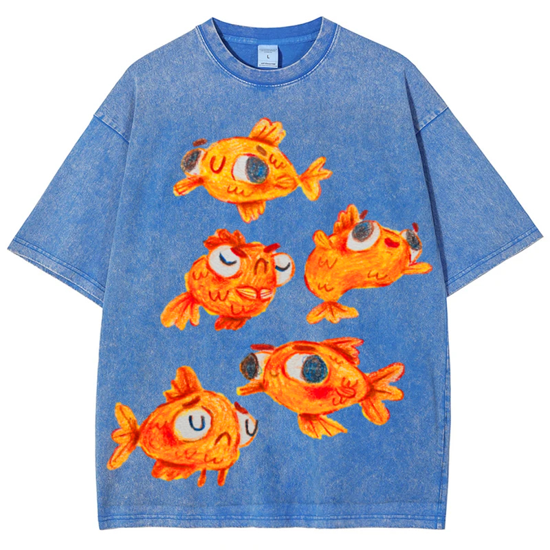 Cute Carp Solid Unisex Vintage Washed Tee