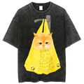 Bag Cat Solid Unisex Vintage Washed Tee