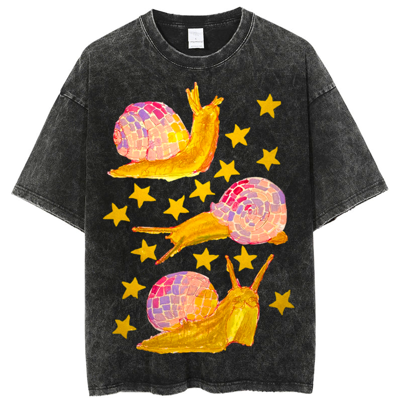 Star Snails Solid Unisex Vintage Washed Tee