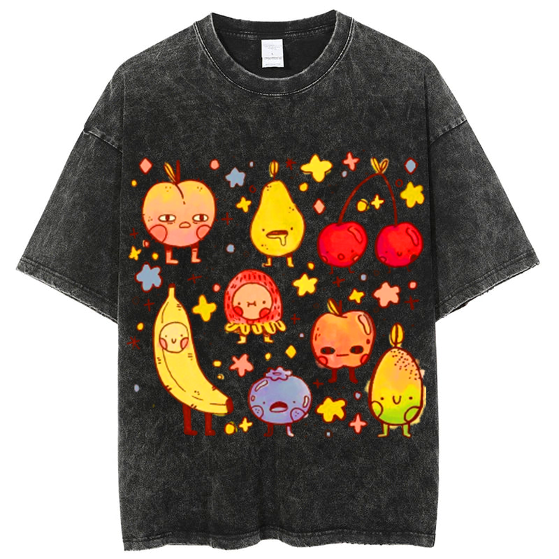 Kinds Of Fruits2 Solid Unisex Vintage Washed Tee