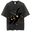 Star Black Cat Solid Unisex Vintage Washed Tee