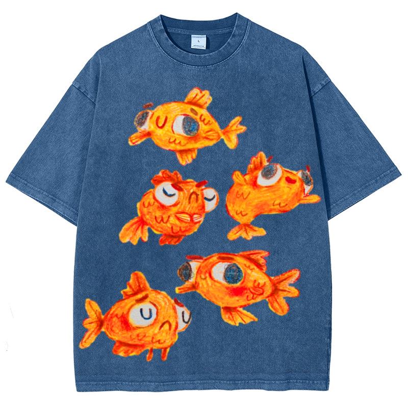 Cute Carp Solid Unisex Vintage Washed Tee