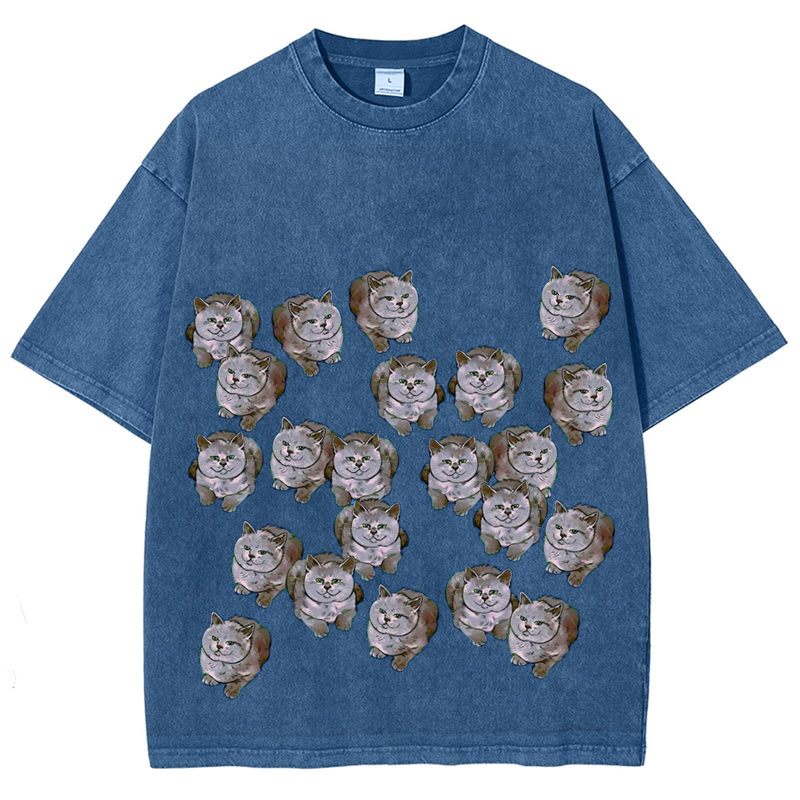 Gray Cats Solid Unisex Vintage Washed Tee