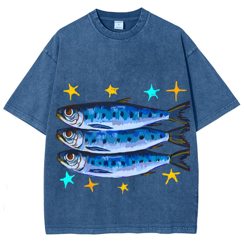 Sardines Solid Unisex Vintage Washed Tee