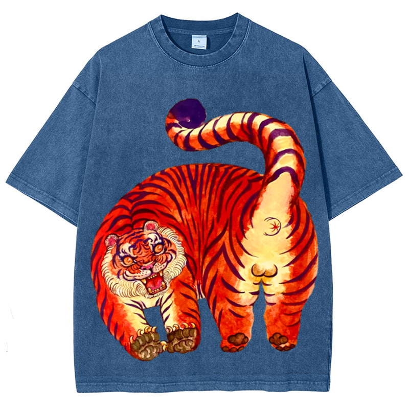 Red Tiger Solid Unisex Vintage Washed Tee