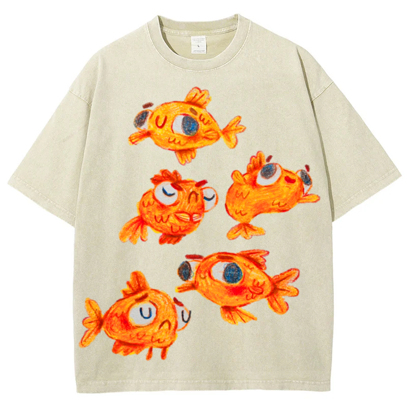 Cute Carp Solid Unisex Vintage Washed Tee