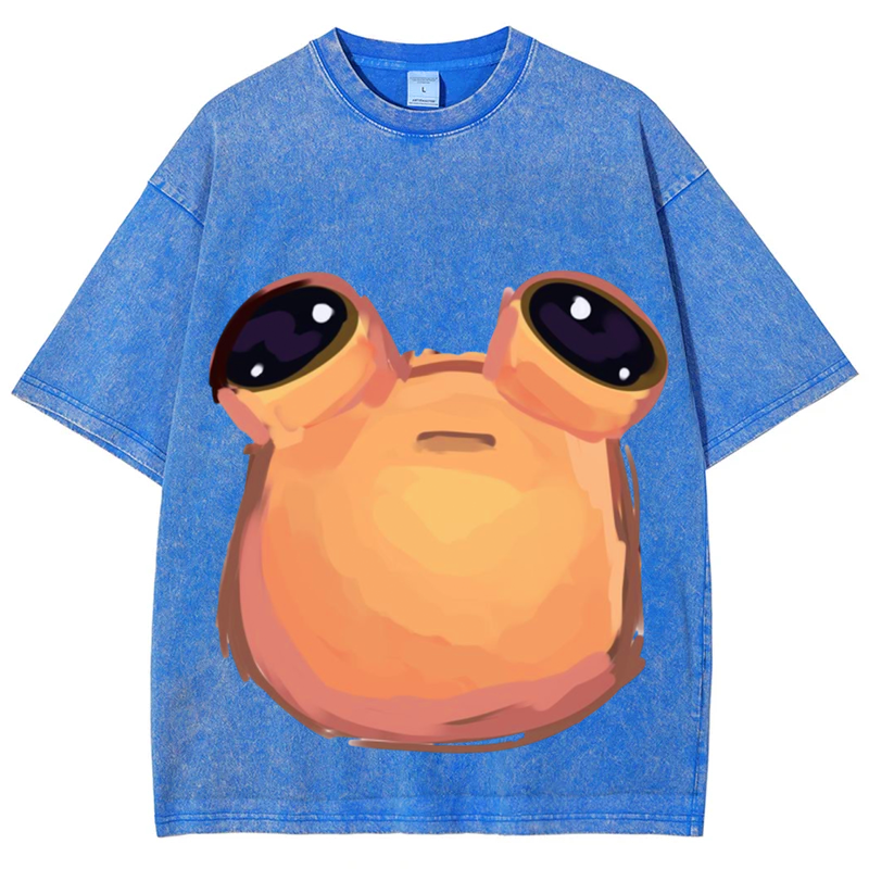 Cartoon Alien Ver1 Solid Unisex Vintage Washed Tee