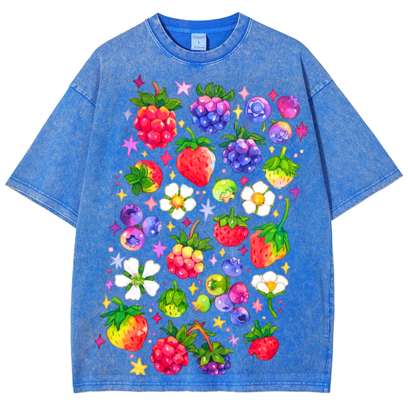 Kinds Of Fruits1 Solid Unisex Vintage Washed Tee