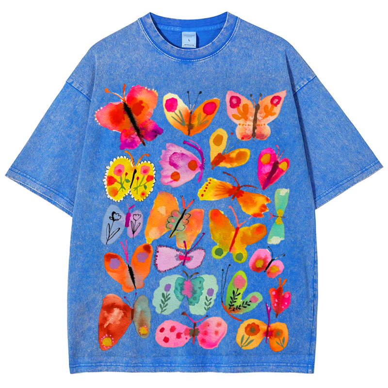Butterfly2 Solid Unisex Vintage Washed Tee