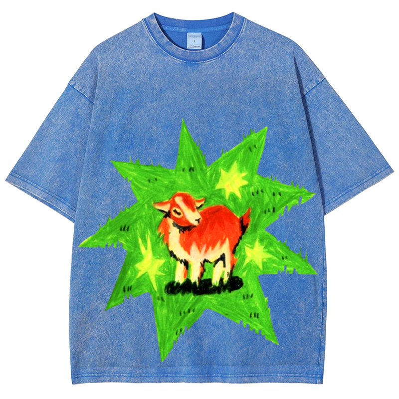 Star Lamb Solid Unisex Vintage Washed Tee