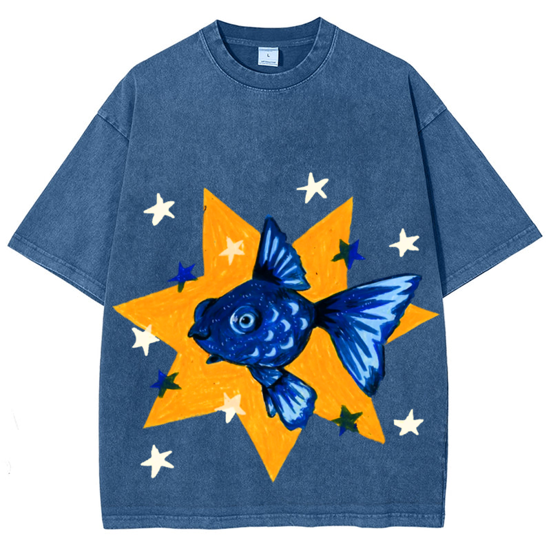 Star Fish Solid Unisex Vintage Washed Tee