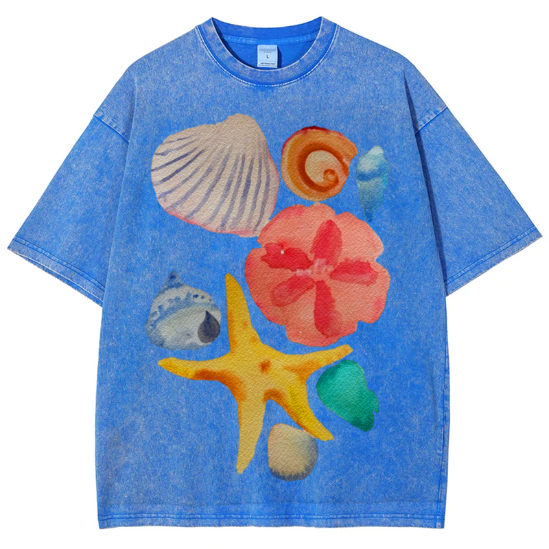 Sea Animals5 Solid Unisex Vintage Washed Tee