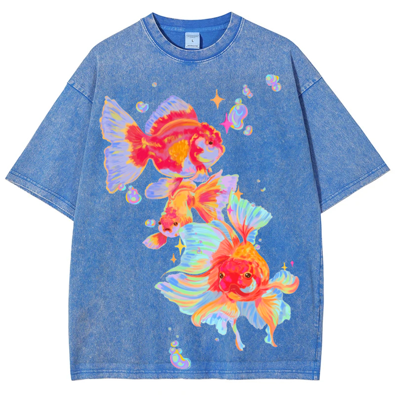 Koi Fish Solid Unisex Vintage Washed Tee