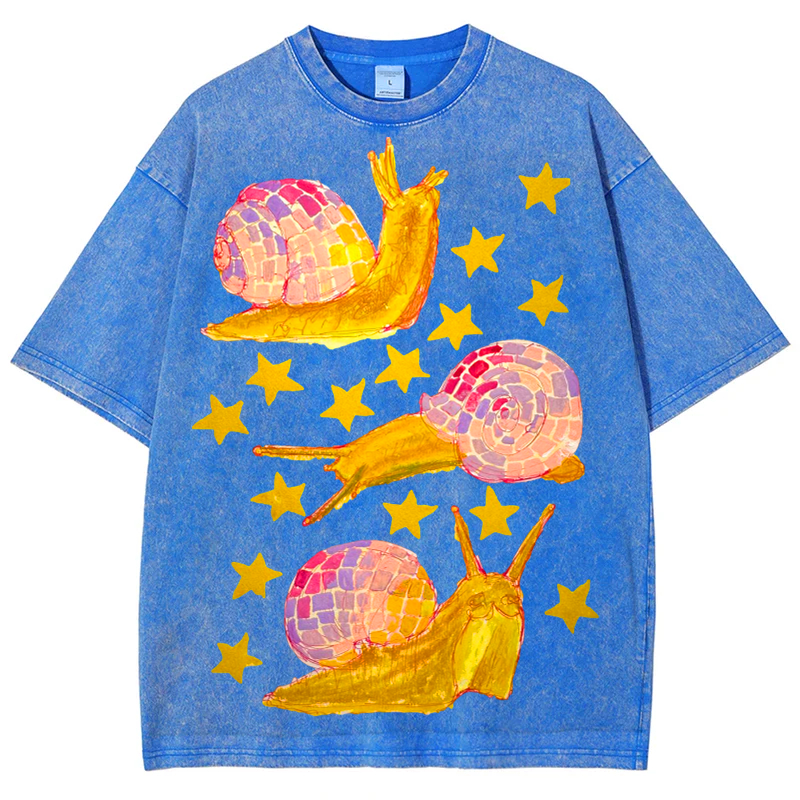 Star Snails Solid Unisex Vintage Washed Tee