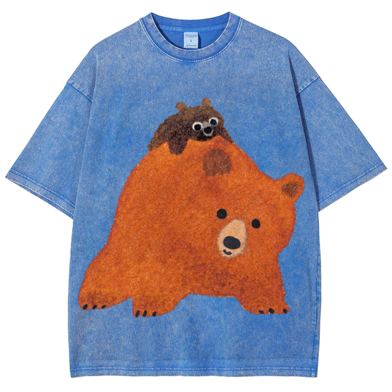 Cuty Bear Solid Unisex Vintage Washed Tee