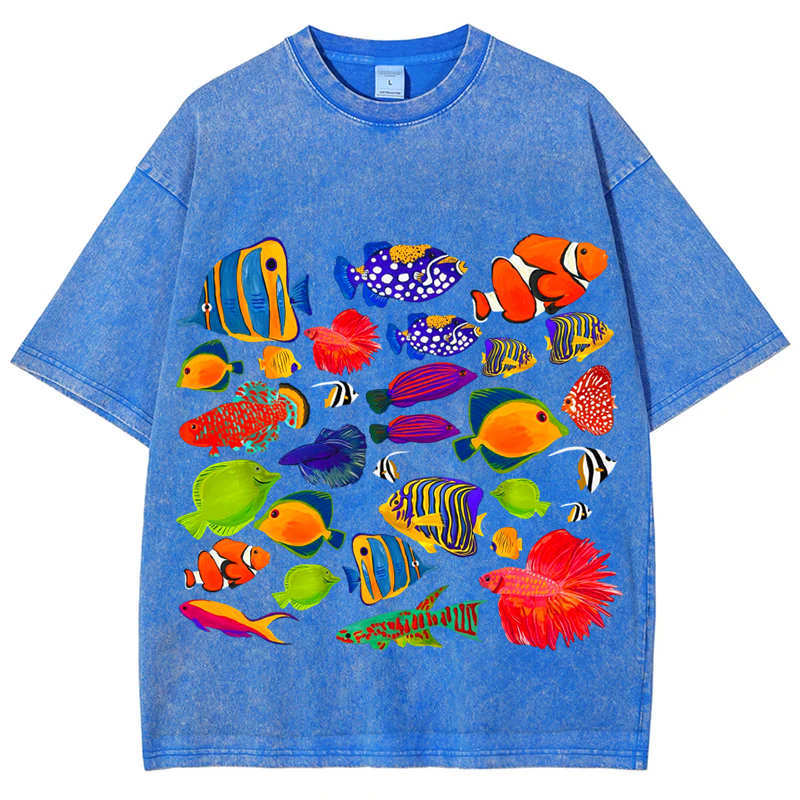 Sea Animals4 Solid Unisex Vintage Washed Tee