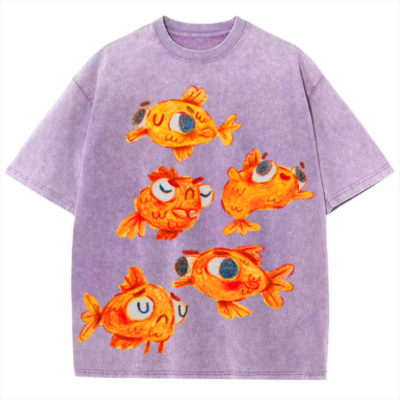 Cute Carp Solid Unisex Vintage Washed Tee