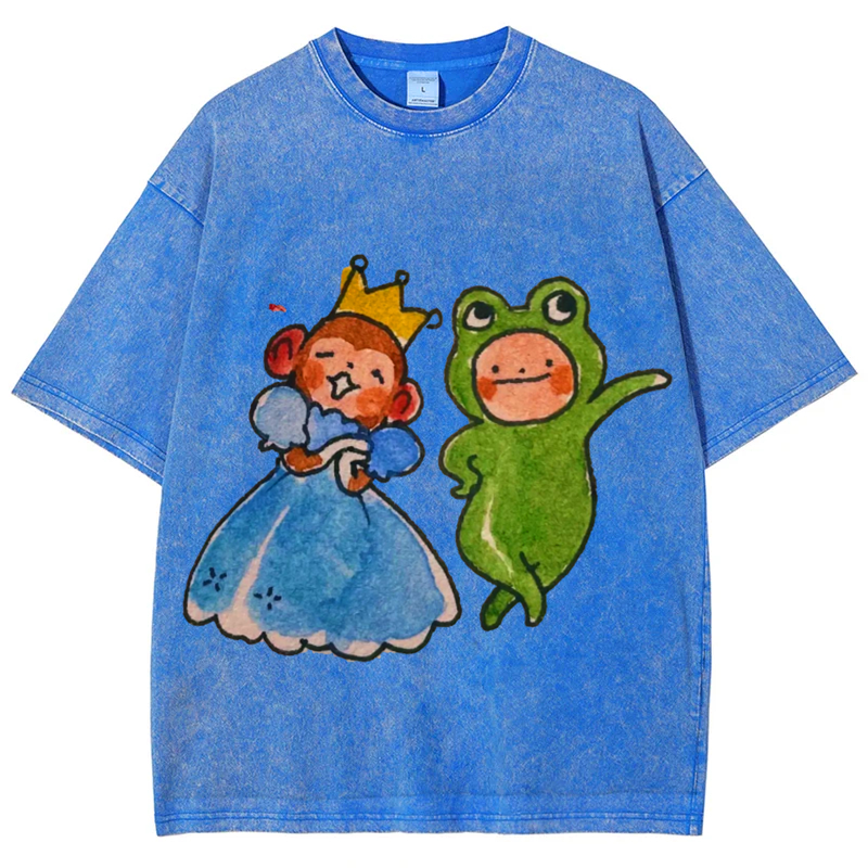 Princess And Frog Solid Unisex Vintage Washed Tee