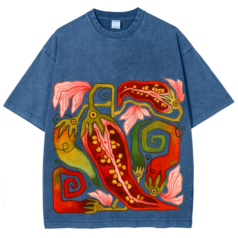 Red Pepper Solid Unisex Vintage Washed Tee