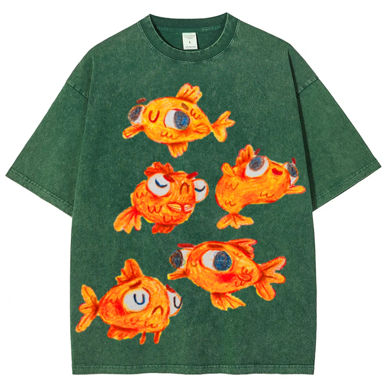 Cute Carp Solid Unisex Vintage Washed Tee