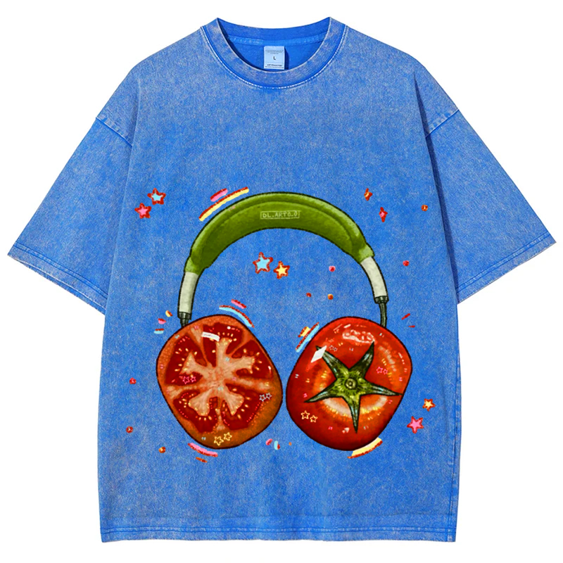 Tomato Hedset Solid Unisex Vintage Washed Tee