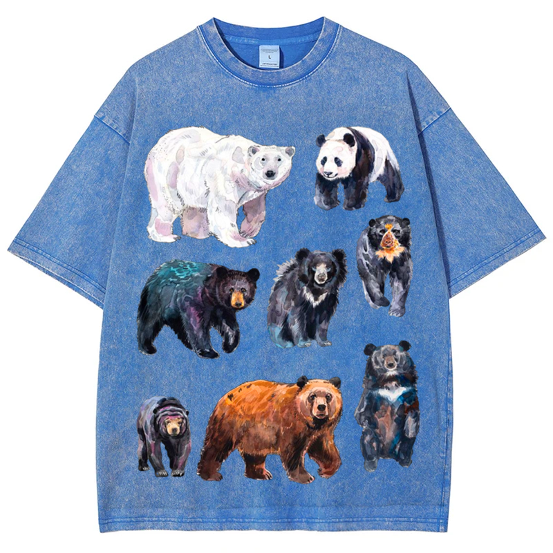 Cute Bears Solid Unisex Vintage Washed Tee
