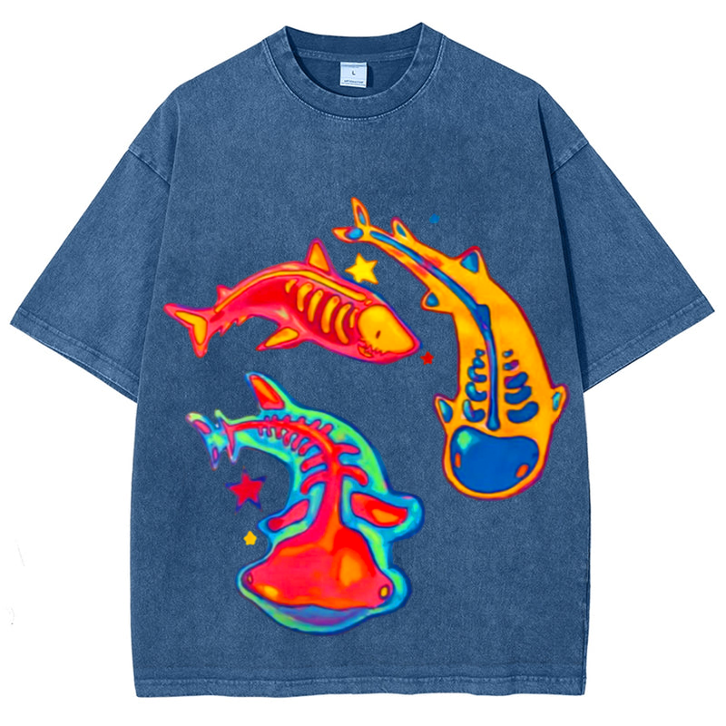 Sharks Fossil Solid Unisex Vintage Washed Tee