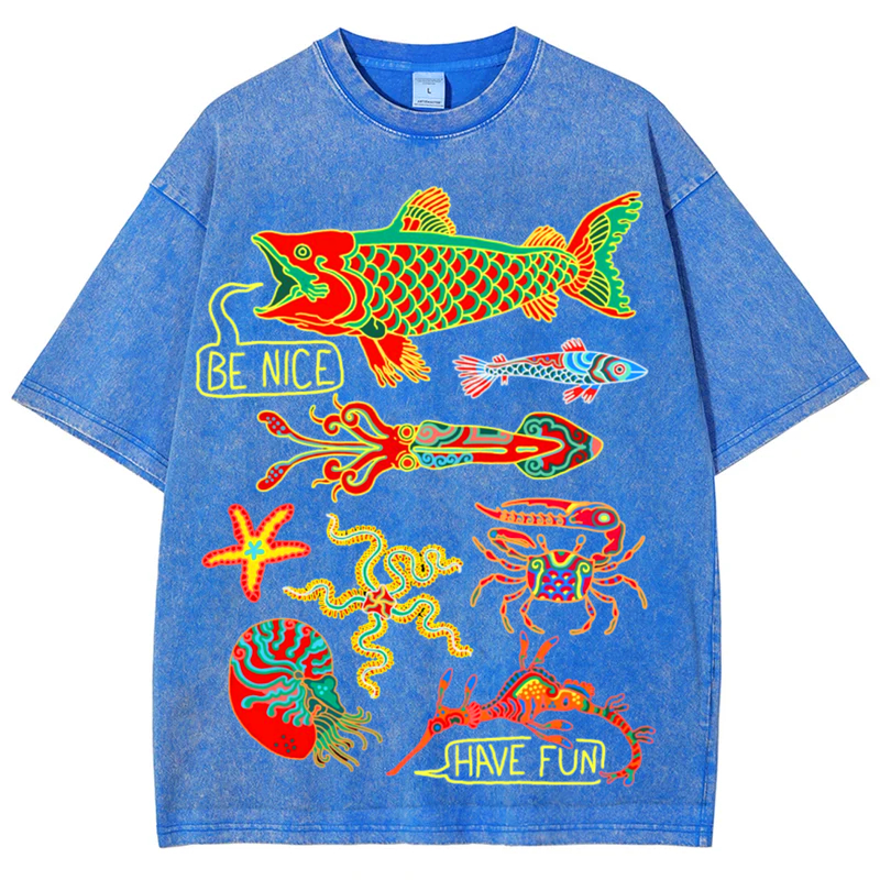 Sea Animals1 Solid Unisex Vintage Washed Tee