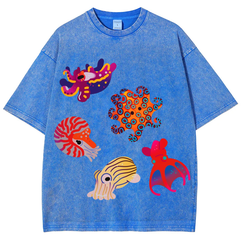 Sea Animals3 Solid Unisex Vintage Washed Tee