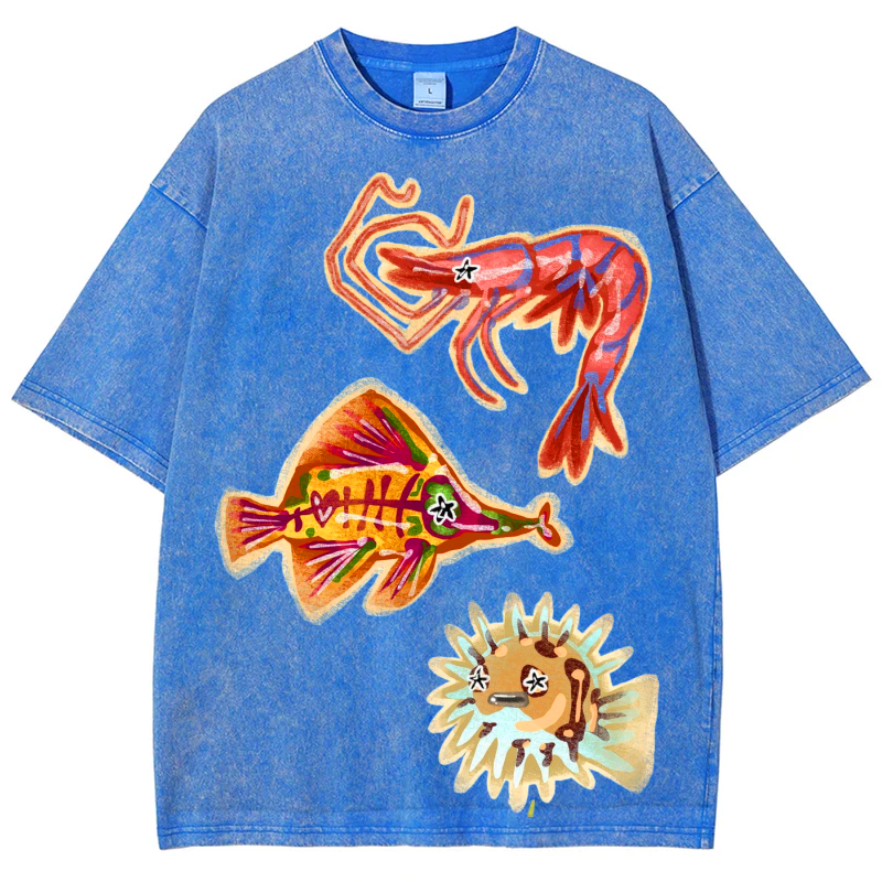 Sea Animals2 Solid Unisex Vintage Washed Tee