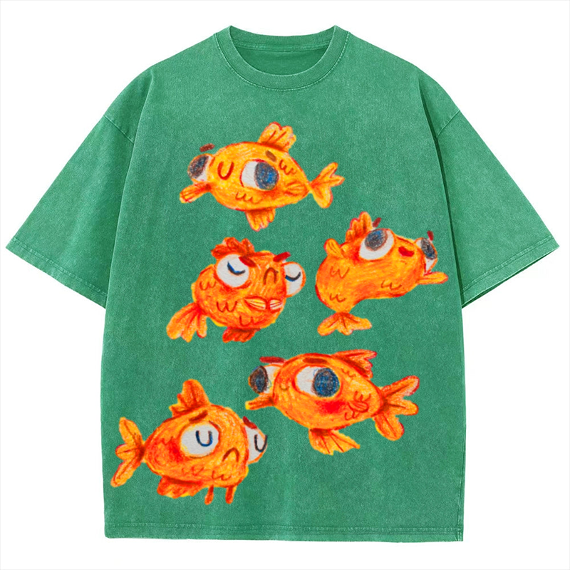 Cute Carp Solid Unisex Vintage Washed Tee