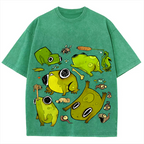 Cute Frog Solid Unisex Vintage Washed Tee