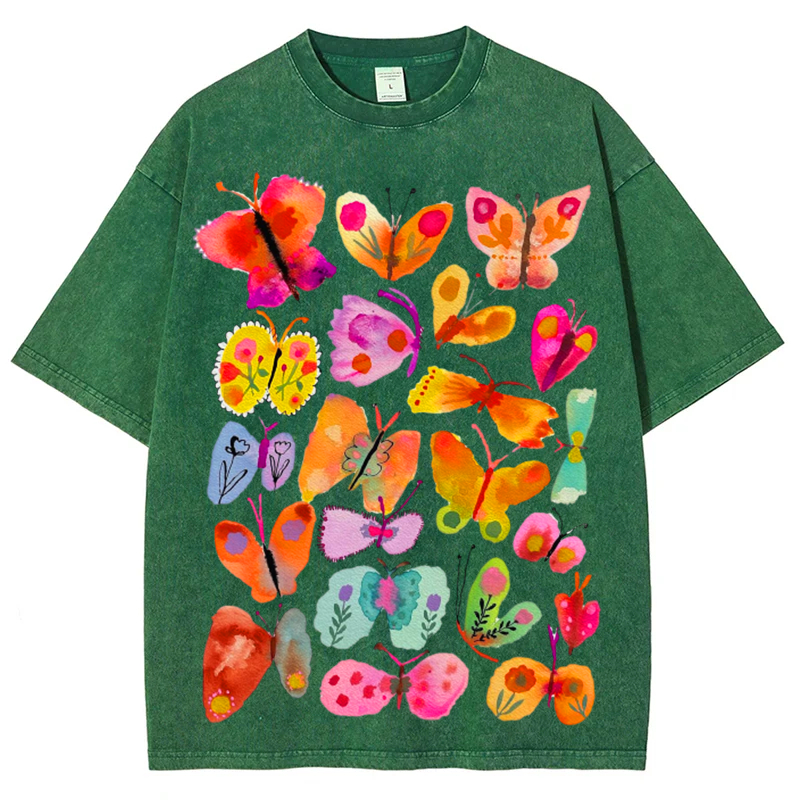 Butterfly2 Solid Unisex Vintage Washed Tee