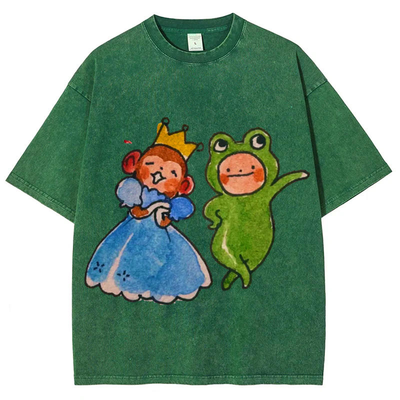 Princess And Frog Solid Unisex Vintage Washed Tee